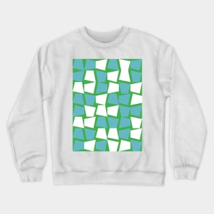 Blue, White and Green Tiles Crewneck Sweatshirt